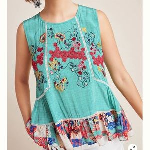 Anthropologie Tropez Embroidered Blouse - Bhanuni by Jyoti, Boho Bohemian Beaded